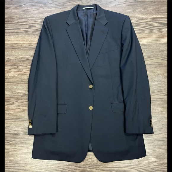 Hickey Freeman Navy Blue Cashmere Blend Sport Coat 44L